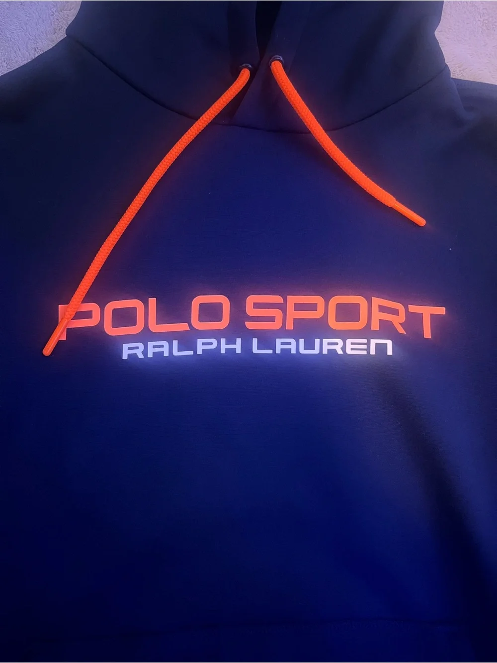 Ralph Lauren Polo Sport Navy Hoodie with Orange Logo
